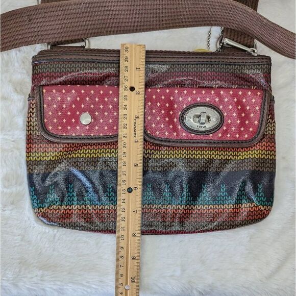 Fossil Key Per Coated Convas Multicolor Crossbody Shoulder Bag - Picture 13 of 13